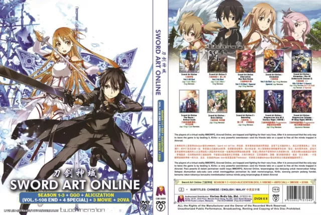 ANIME DVD~ENG DUB~Sword Art Online Season 1-3+GGO+Alicization(1-108End+3 Movie)