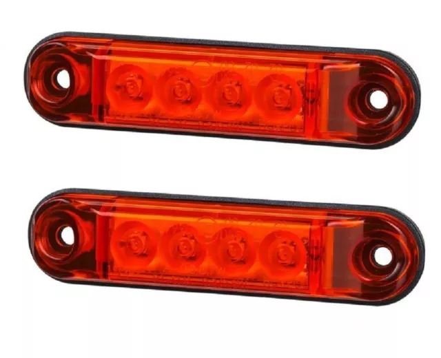 #2x 4SMD LED Arrière Rouge Côté Marqueur 12/24V Feux pour Camion Scania Volvo