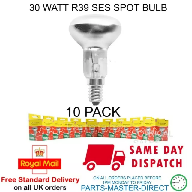 30 Watts Ampoule R39 Ses E14 Base à Variation Réflecteur Lampe Spot 10 Paquet