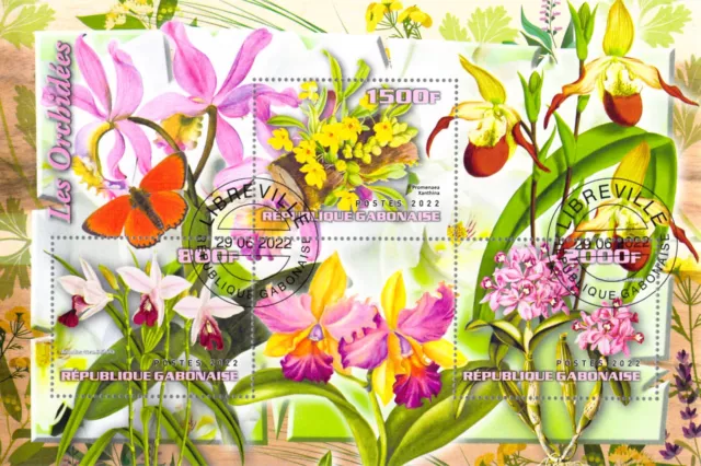 Gabon 2022 Sheet  Flowers Orchids 3 values (TS0161)