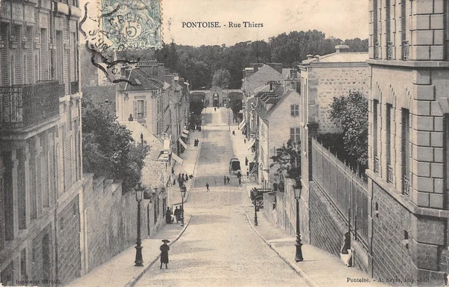 Cpa 95 Pontoise Rue Thiers