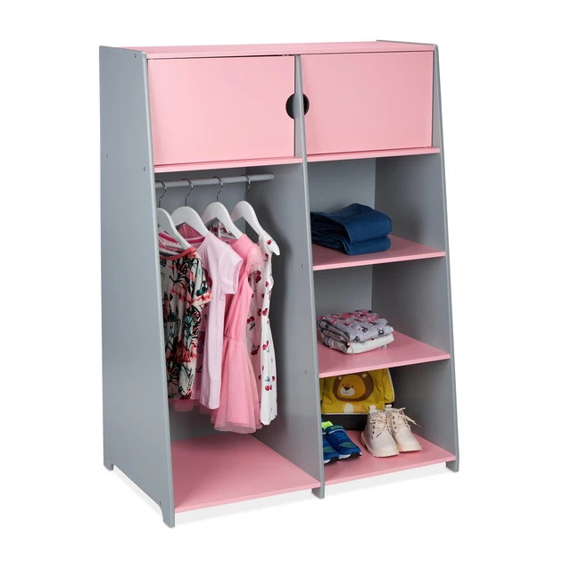 Armario ropero infantil cajones Estantería niños perchero Mueble guardarropa