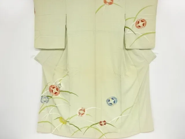 36715# Japanese Kimono / Antique Kimono / Grass & Butterfly