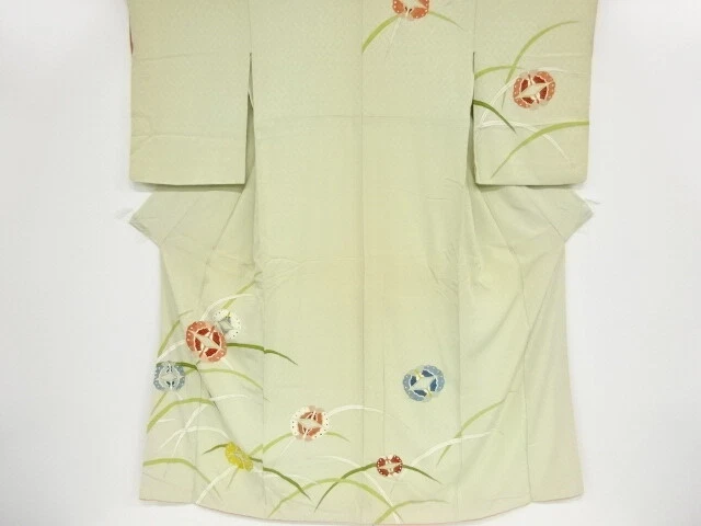36715# Japanese Kimono / Antique Kimono / Grass & Butterfly
