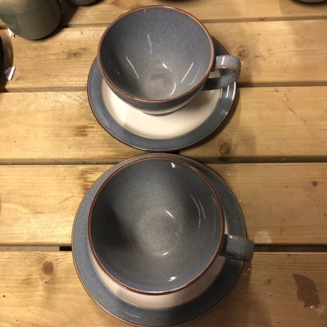 Denby - storm grey Large breakfast cups and saucers X 2