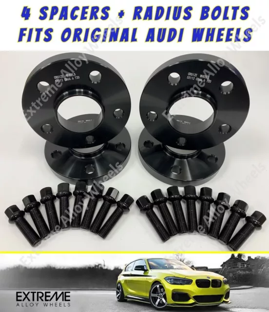 Black Alloy Wheel Spacers 15mm For Audi A3 A4 B4 B5 B6 B7 A6  Radius Bolts 57