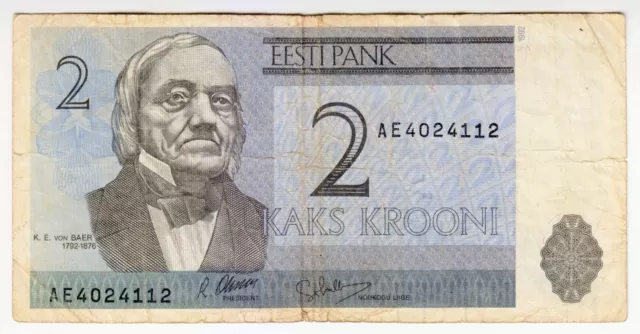 1992 Estonia 2 Krooni Torn - Low Start - Paper Money Banknotes