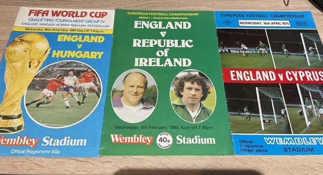 3 ENGLAND FOOTBALL Programmes Hungary, Cyprus & Ireland 1975-1981 £3.00 ...