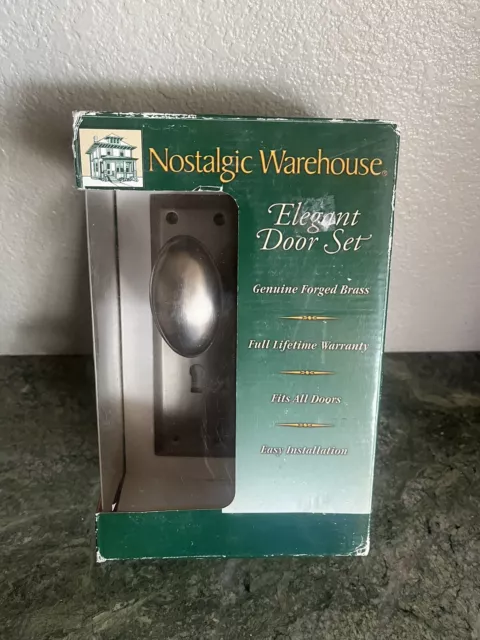 Nostalgic Warehouse 703307 New York Knob plate Passage  Antique Brass set Satin