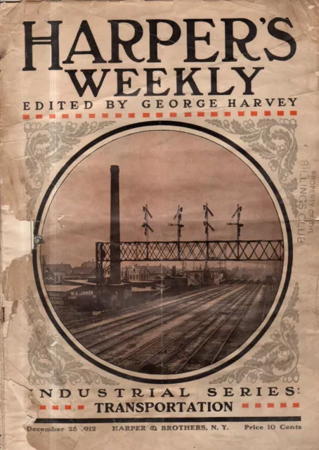 1912 Harper's Weekly December 28 Complete Issue -All about Chicago; Strange cars