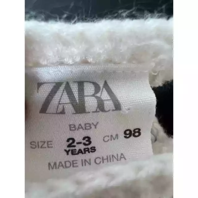 ZARA Baby Girl Pullover Round Neck Soft Knit Cream Ivory Sweater Toddler 2-3 Yrs 2