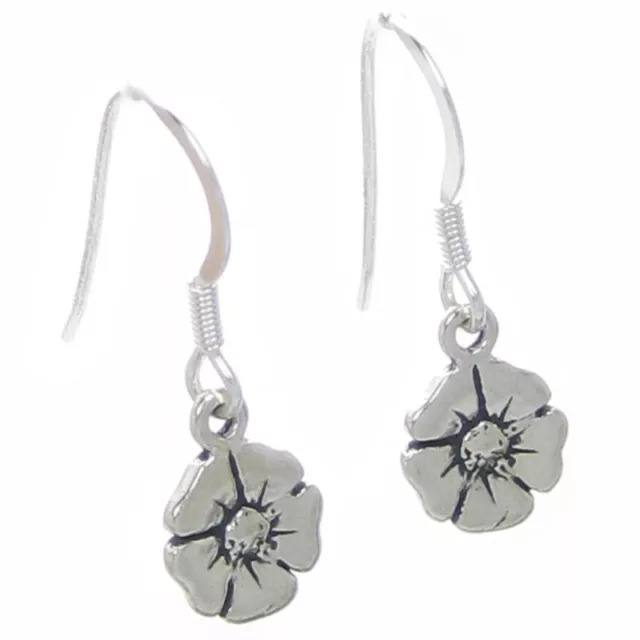 Poppy earrings 925 x 1 pair sterling silver TINY Poppys drops