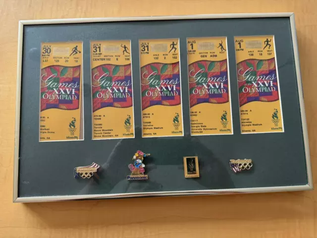 Atlanta Olympic Games 1996 Olympic Pin 4 , Tickets 5 All Framed