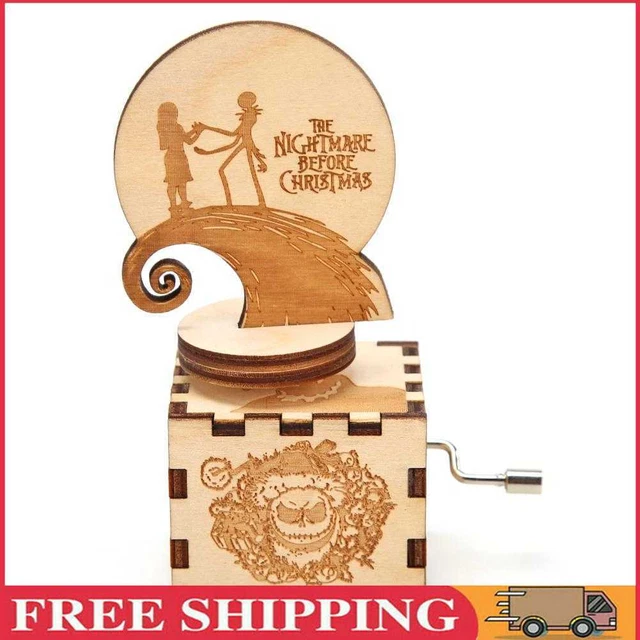 Retro Wooden Manual Music Box Cranked Handle Child Birthday Gift Home Decoration