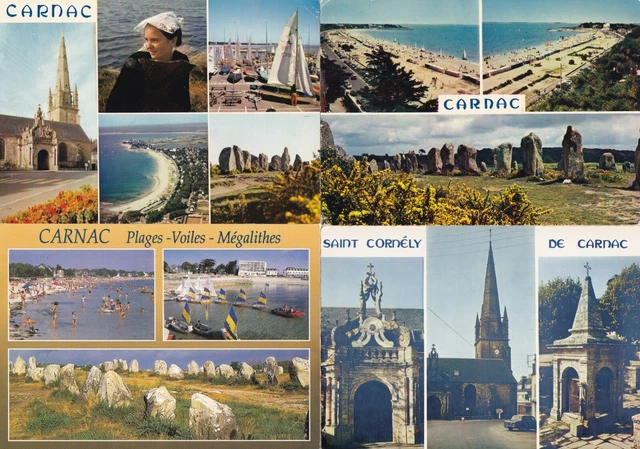 LOT DE 4 cartes postales anciennes postcards 10X15cm CARNAC multivues ...