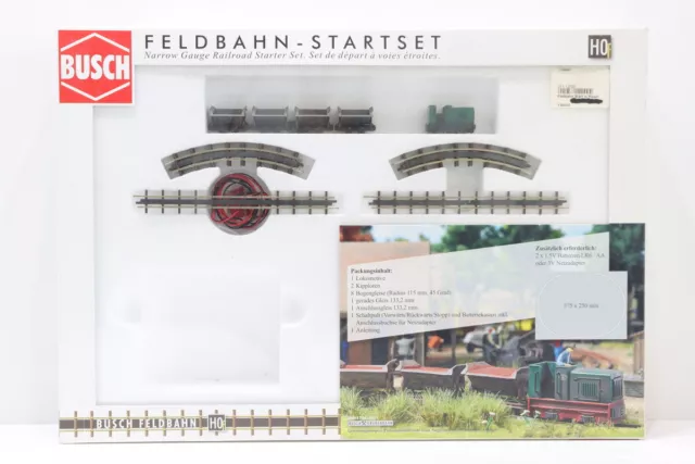 H0f Busch Zugset Feldbahn Startset mit Gleisen Loren und Lok analog +OVP/M48