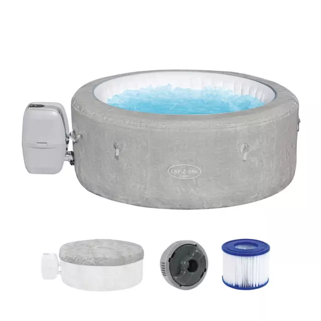 Bestway 60065 Layz-Spa Eco-Whirlpool Zurich Airjet Ø 180 X 66 CM, Rond, Gris