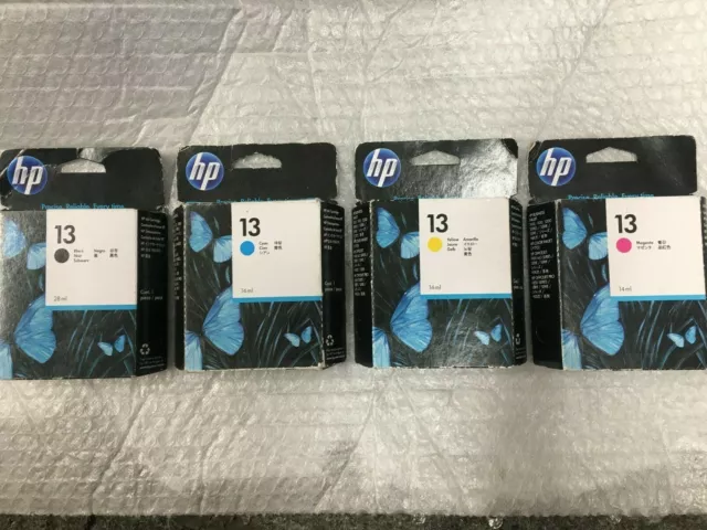 4 original Tintenpatronen HP13 Black C4814AE / HP13 Cyan Magenta Yellow 2012