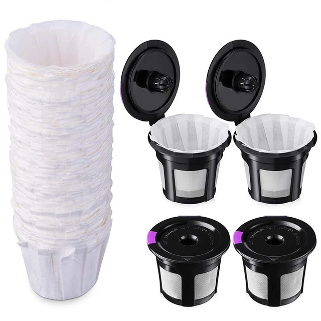 Juego de tazas K reutilizables con filtros, incluido paquete de 4 tazas K y 100 piezas CoffeY8