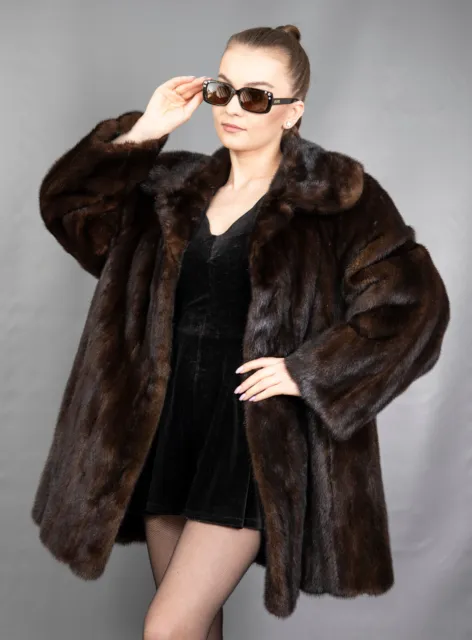 9223 Superior Blackglama Mink Coat Luxury Fur Jacket Beautiful Look Size M