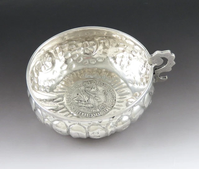 Spanish Silver Antique Reproduction 1623 King Leopold Tas De Vin Wine Taster