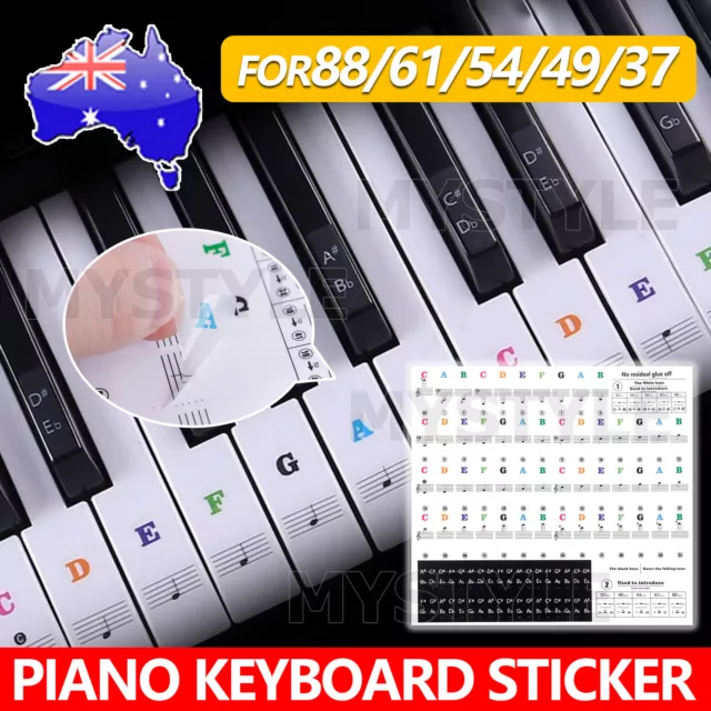 88/54/61 Key Note Universal Learner Piano Keyboard Stickers Set For Beginners