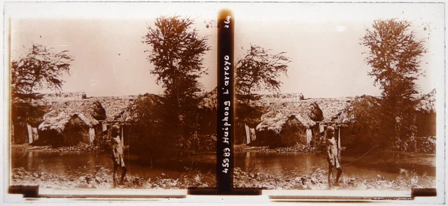 Vietnam.Haiphong.L'arroyo.Hải Phòng.Vue stereo sur plaque de verre 6x13.Viêt Nam