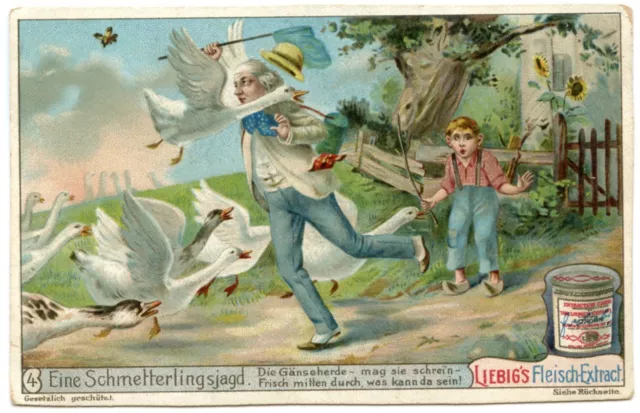 Chromo Liebig. S761 .(1904). Chasse aux papillons . Chasing butterflies