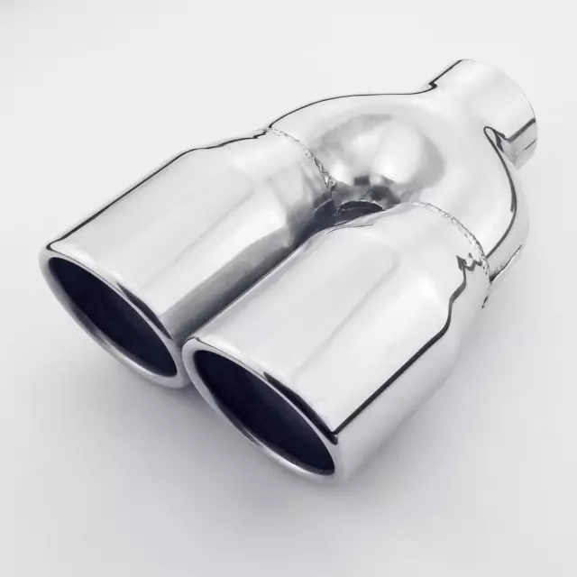 Dual 3.15" Out Exhaust Tip 2.25" Inlet Stainless Steel Slant Rolled 8.46" Long