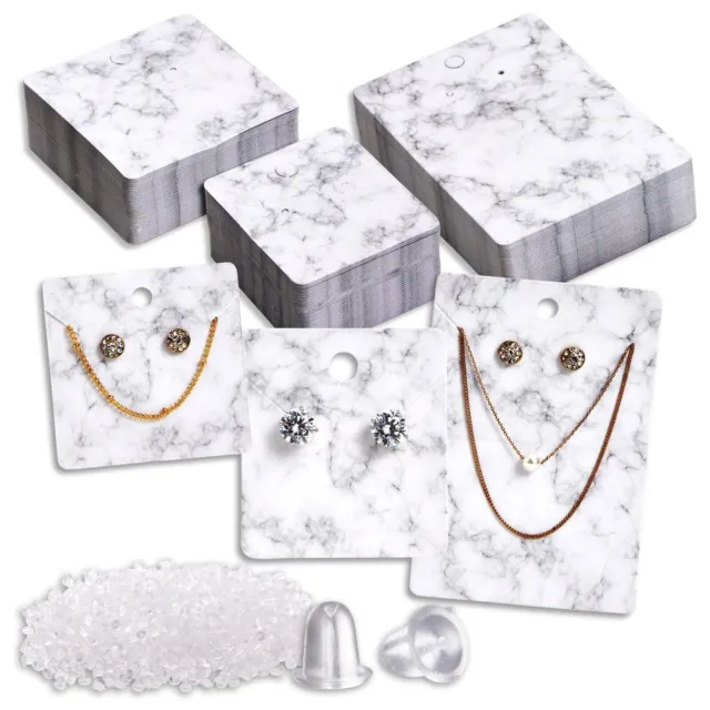 810-Pcs Earring Display Cards, Earring Holder Cards for Selling, Marble