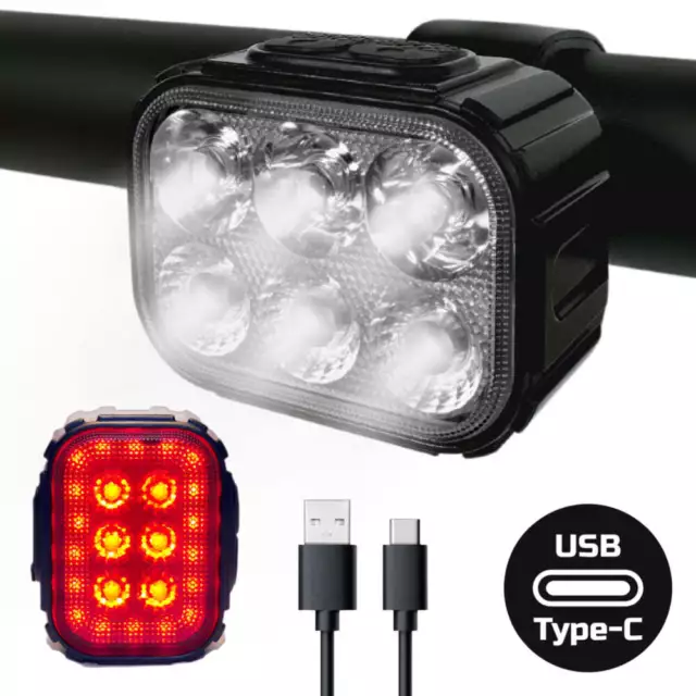 LED Fahrradlicht Q6 | Akku wiederaufladbar USB-C | Fahrrad Licht Scheinwerfer