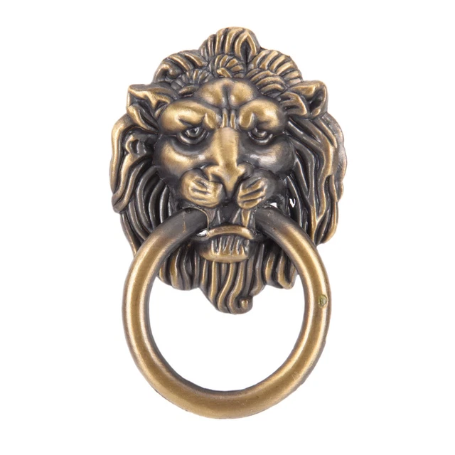 vintage lion head furniture door pull handle knob cabinet dresser drawer ring.EW