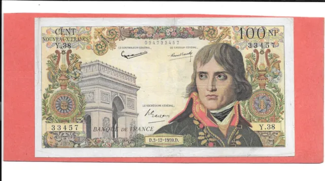 BILLET 100 NF Napoleon Bonaparte D.3-12-1959.D.