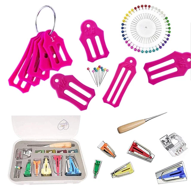 Single Double Fold Bias Tape Maker Tool Kit Set Fabric Jelly Roll Sasher Tool