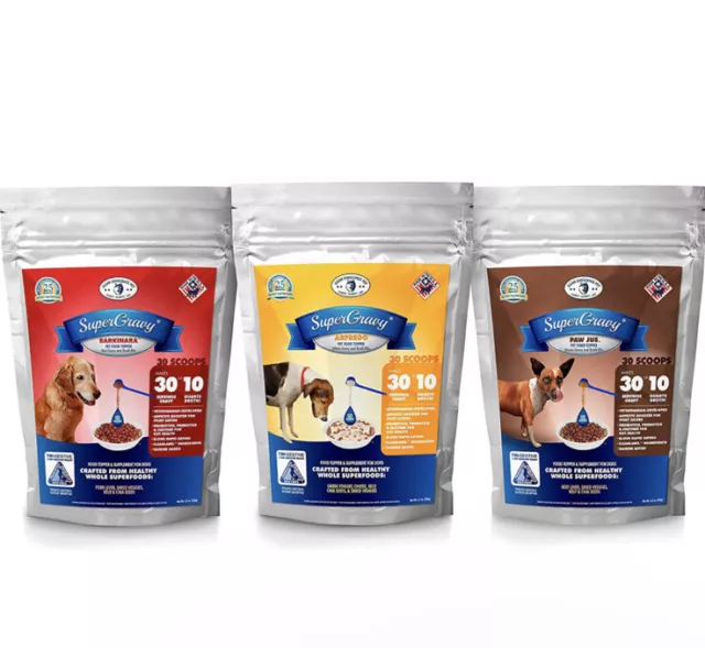 SuperGravy Original Trio- 30-Scoop bags- Natural Dog Food Gravy Topper - Hydrati