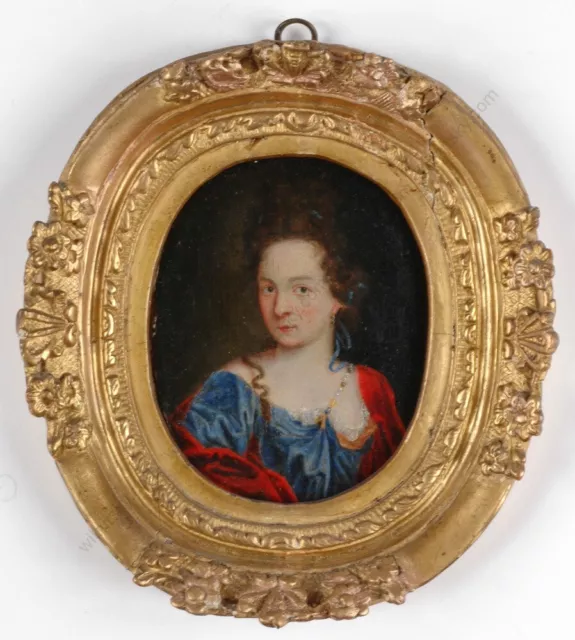 Circle of Nicolas de Largillière (1656-1746) "Portrait of a lady" miniature (m)