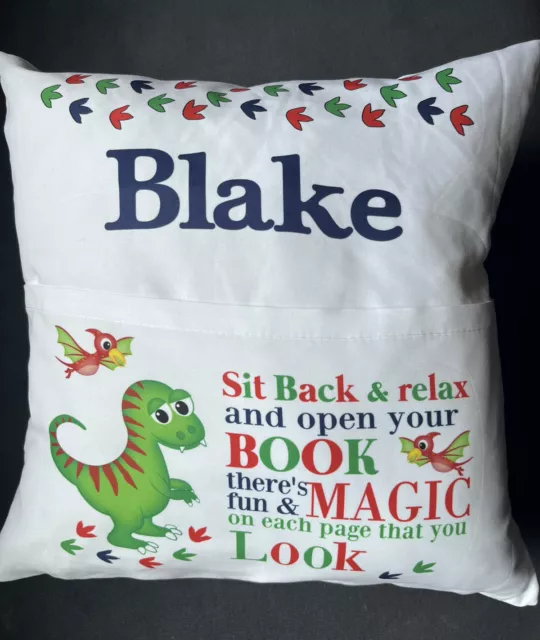 Dinosaur Pocket Cushion personalised gift For Birthdays Christmas Easter