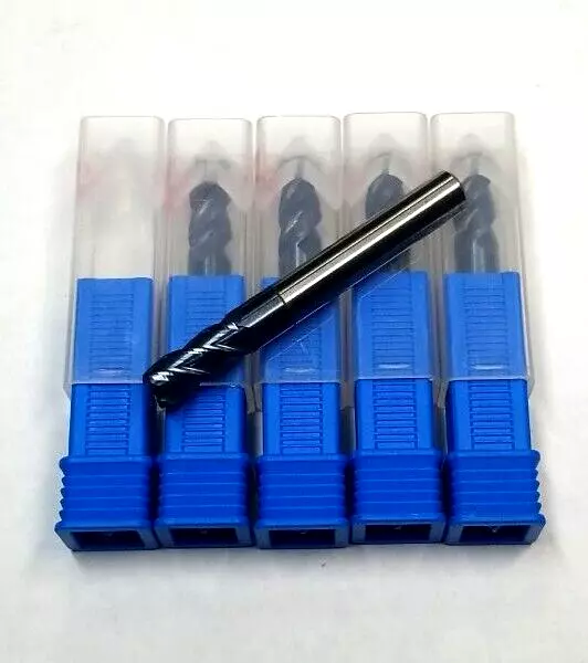 1/4" CARBIDE END MILL 4 FLUTE nACo COATED VARIABLE HELIX LOT OF 5 CUTTING TOOLS