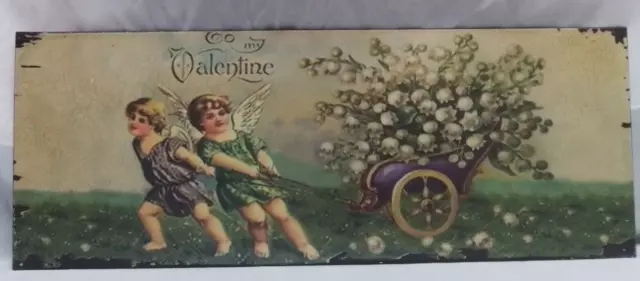 Valentinstag Eisen Schild 40x15 Liebe Romantik Engel Herz  Schild Retro Geschenk