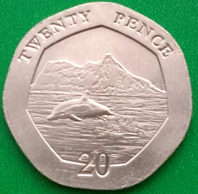 20p Coin Gibraltar 2020 Dolphin Sea