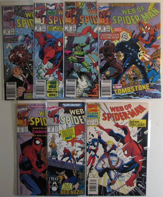 Web Of Spider-Man Lot of 7 #65,66,67,68,71,72,Annual 9 Marvel (1990) Comics