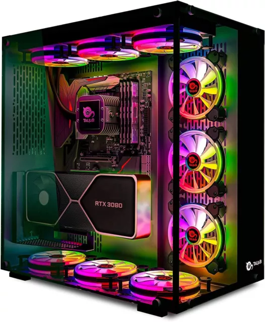 Boitier PC Gamer RGB Noir, Moyen Tour Gaming Vide, 3 Ventilateurs, ATX, ITX