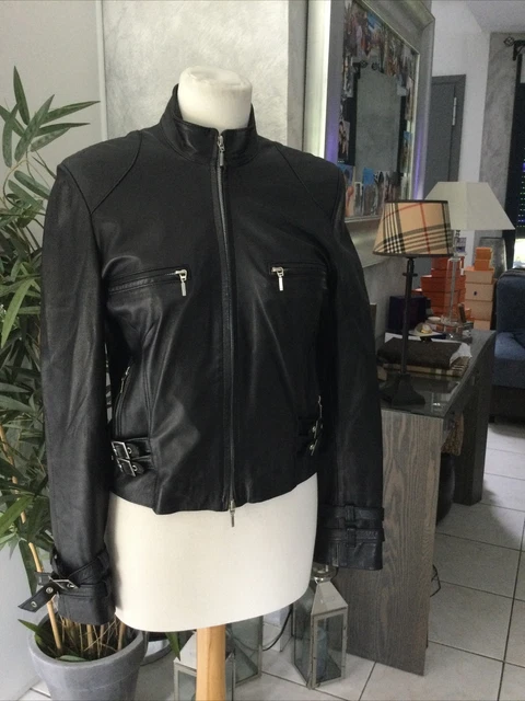 Blouson Cuir Peau D’Ane Taille 38 - Cuir Mouton Noir, Style Bomber, Très Bon état Comme Neuf