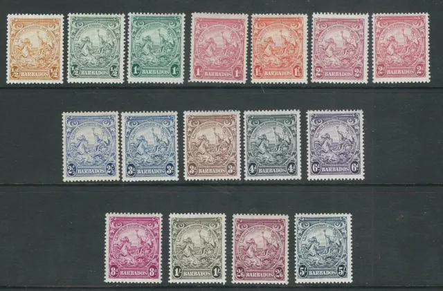 Barbados 1938-47 Dichtung Von Kolonie Komplett Set Mit 16 (Sc 193-201a) VF Mlh /