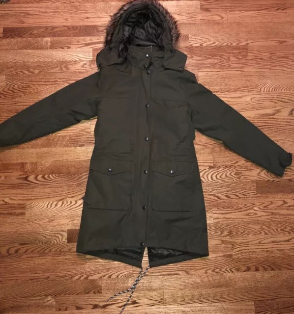 NWOT EDDIE BAUER Green Parka Sherpa Lined Insulated Fur Hooded