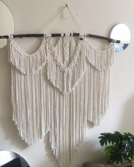 Extra large macrame wall hanging with tassels, huge headboard for boho apartment