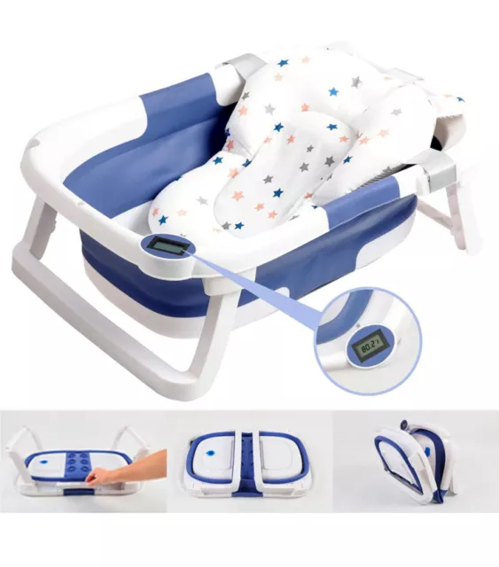 Collapsible Baby Bathtub With Soft Cushion And Thermometer