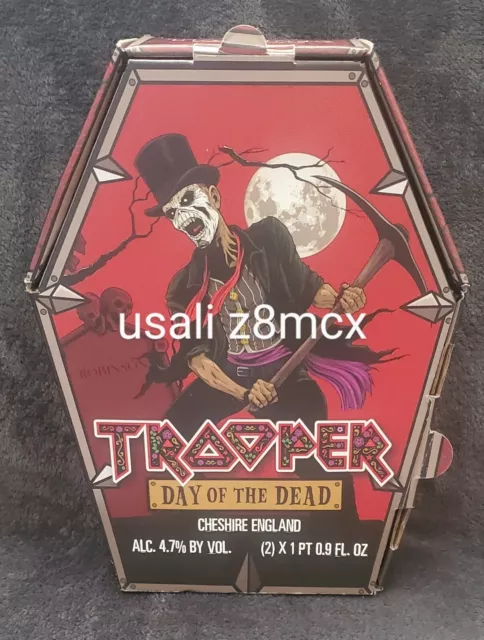 IRON MAIDEN TROOPER Day of The Dead Coffin Box 2 Empty Bottles 2 Caps ...