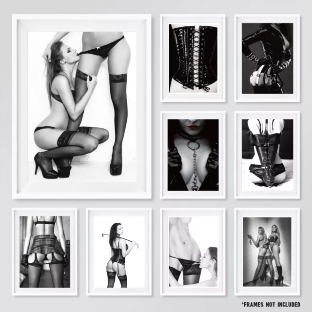 Erotic Bdsm Fetish Bondage Photo Poster Prints Lesbian Dominatrix Black & White