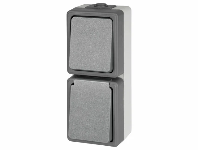 Montage Apparent Zones Humides Prise + Interrupteur Horizontale IP44